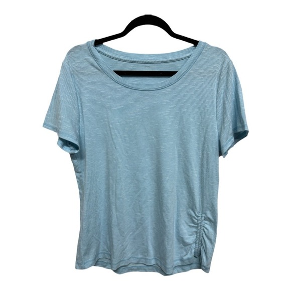 Talbots Jersey Side Drawstring Baby Blue Short Sleeve Size Large Tshirt Casusl - Picture 2 of 6
